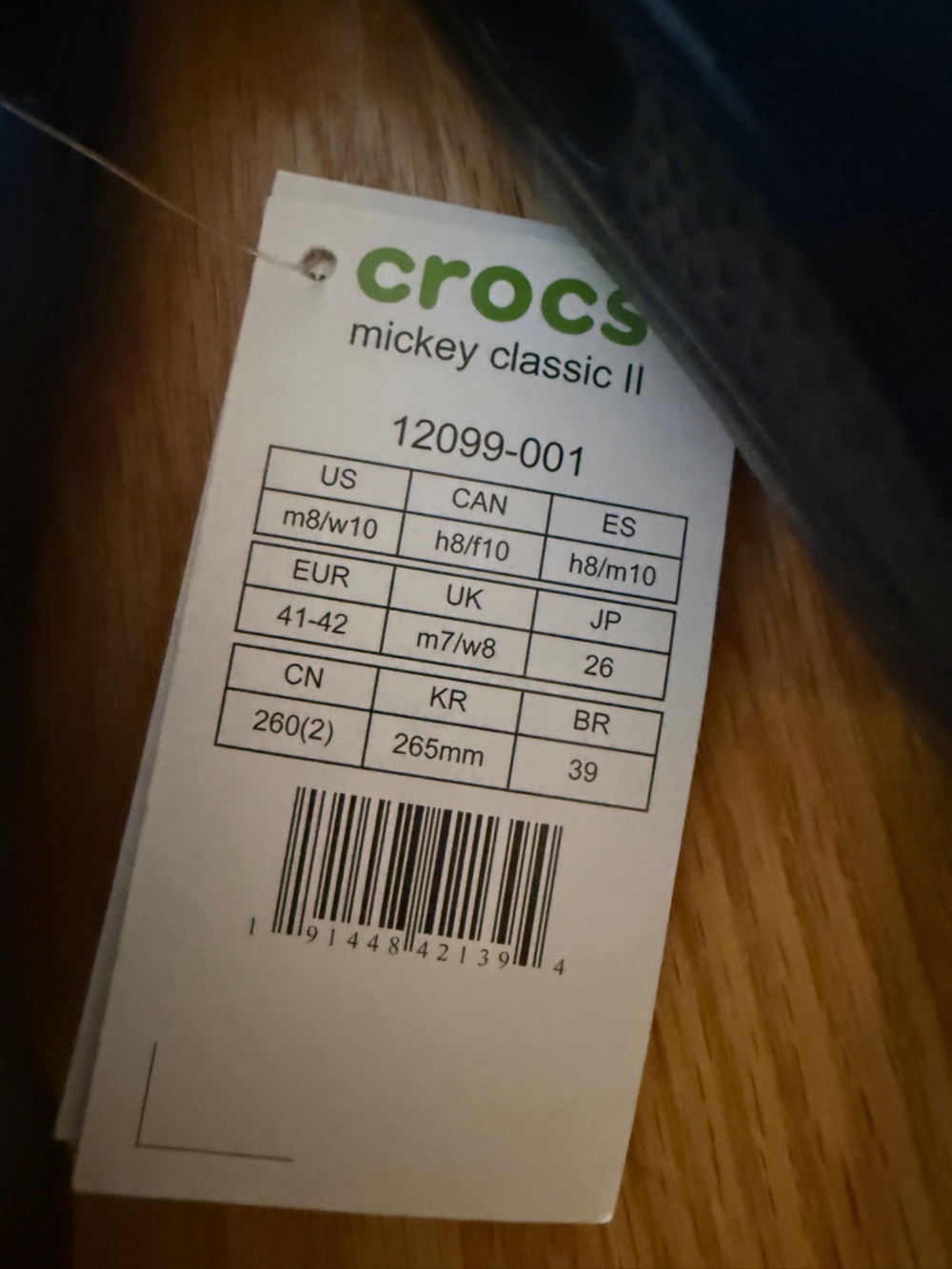 RARE Disney Parks Crocs Mickey Classic II Black NWT M8 W10 Disney Park Exclusive - Picture 2 of 6
